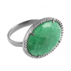 Vintage emerald oval Cut Cocktail Cubic Zirconia Ring
